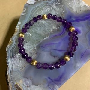 Natural Amethyst & 14k Gold Bead Bracelet